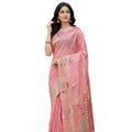 Vaystra Linen Cotton Printed Saree With Unstitched Blouse 5.5Mtr – Pink