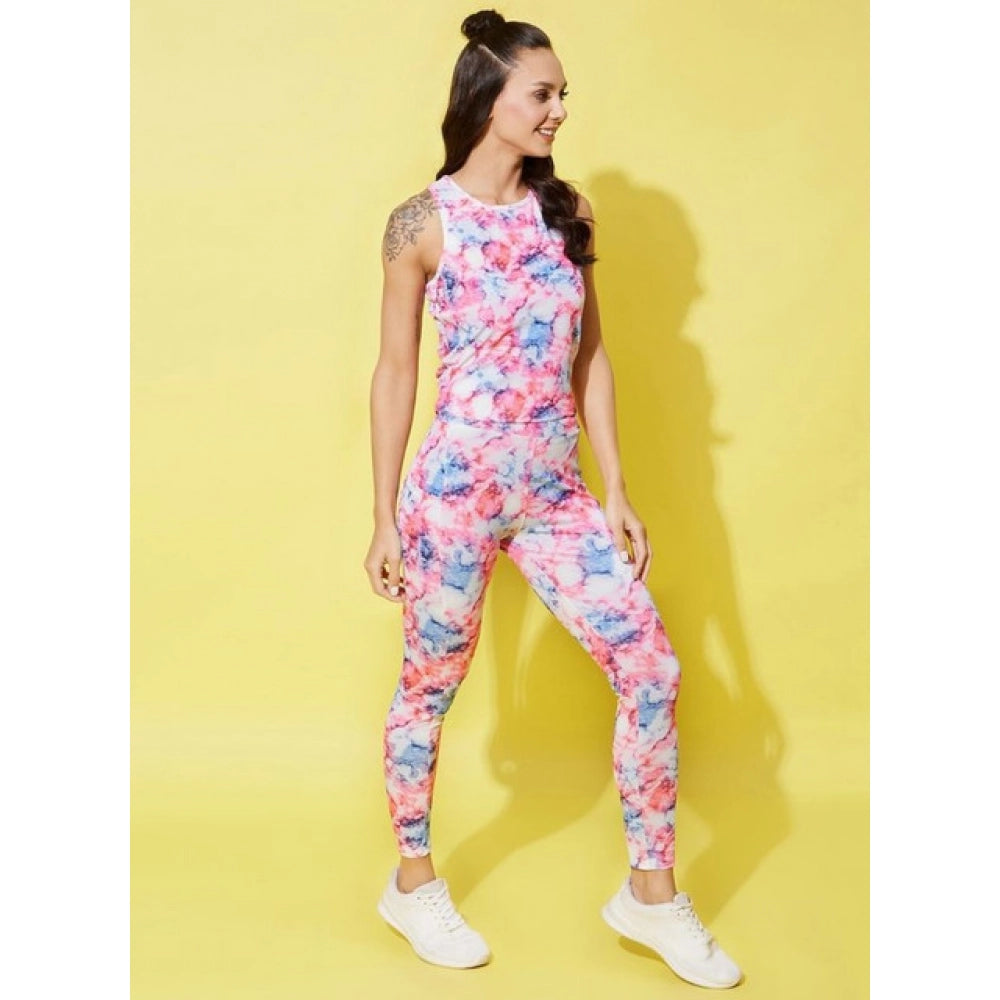 Vaystra Polyester Lycra Printed Sleeveless Active Wear – Multicolor