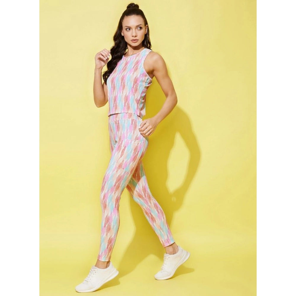 Vaystra Polyester Lycra Printed Sleeveless Active Wear – Multicolor