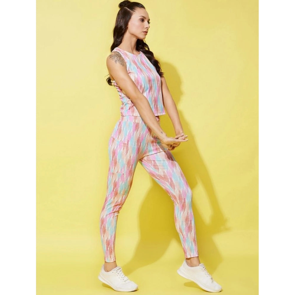 Vaystra Polyester Lycra Printed Sleeveless Active Wear – Multicolor