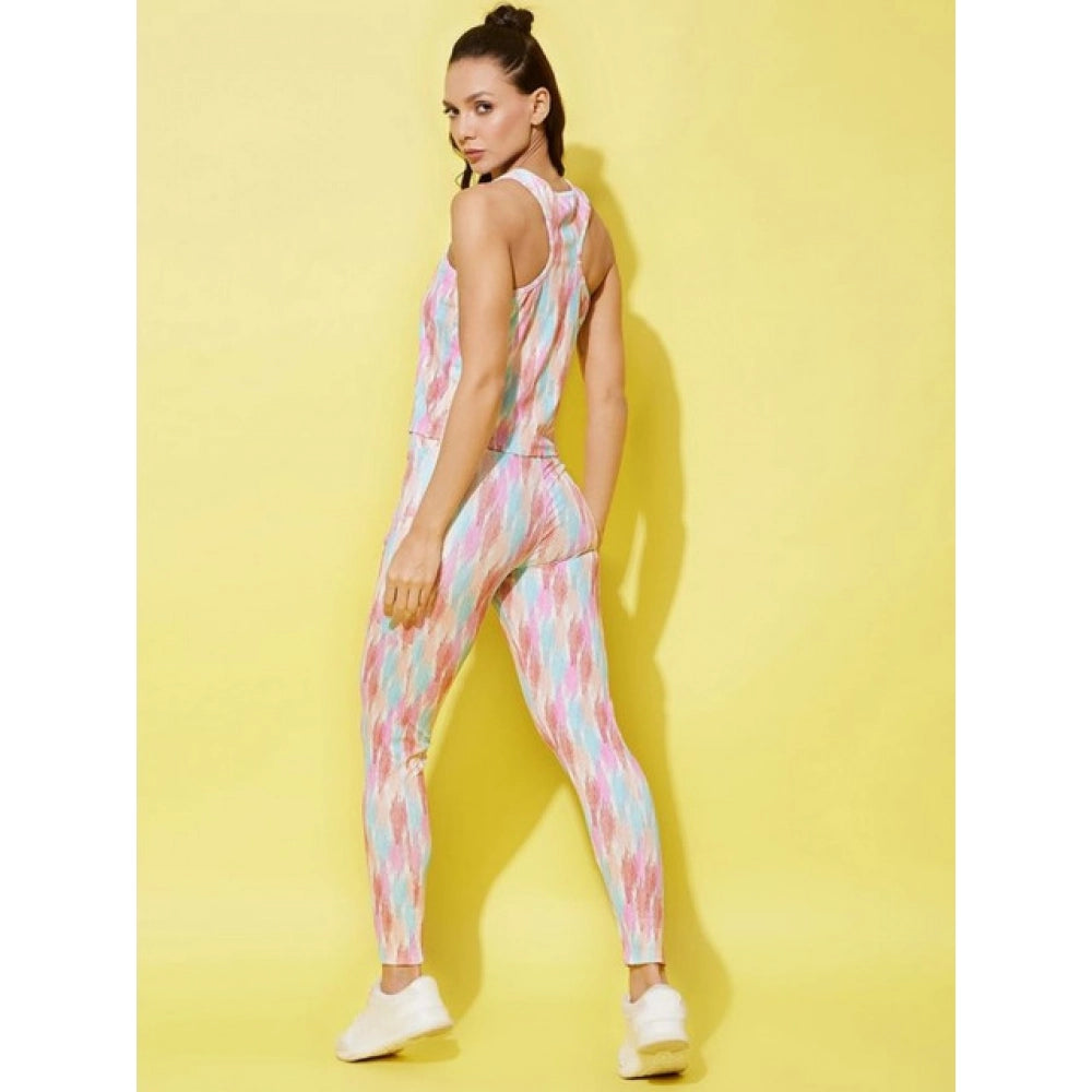 Vaystra Polyester Lycra Printed Sleeveless Active Wear – Multicolor