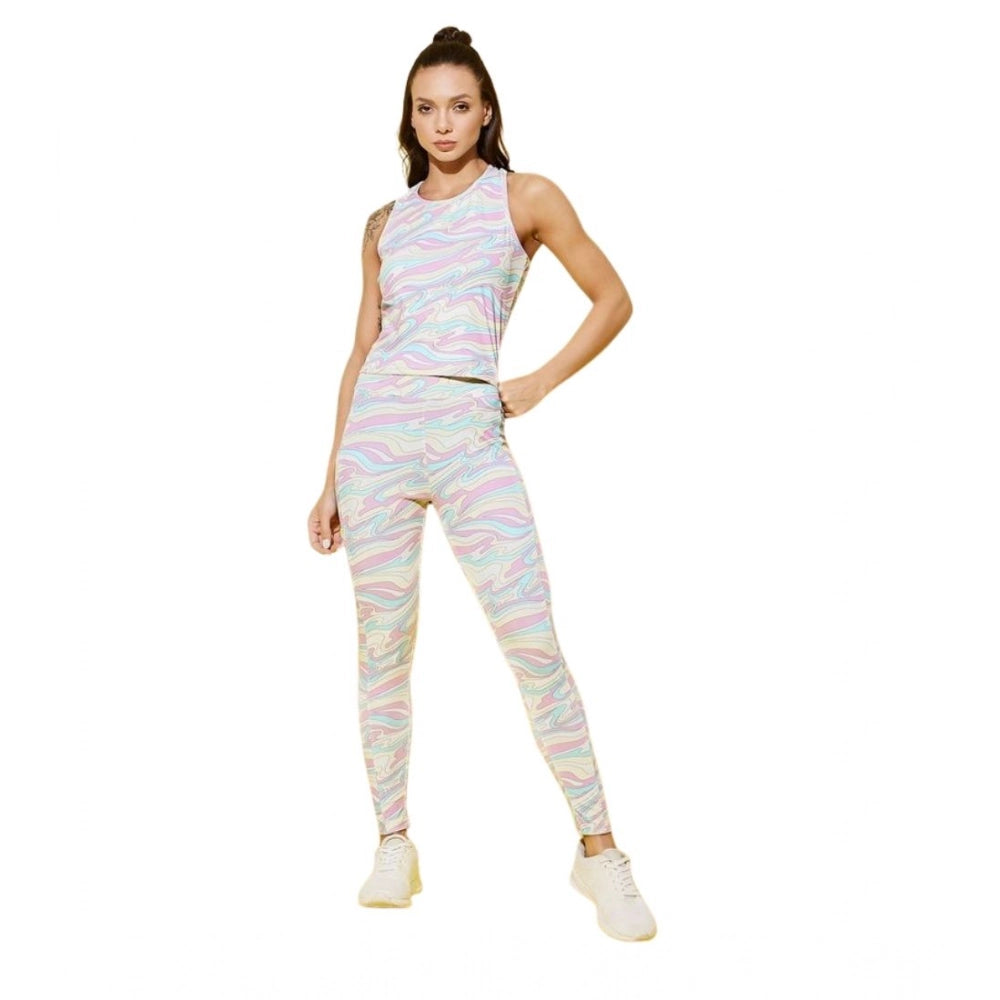 Vaystra Polyester Lycra Printed Sleeveless Active Wear – Multicolor