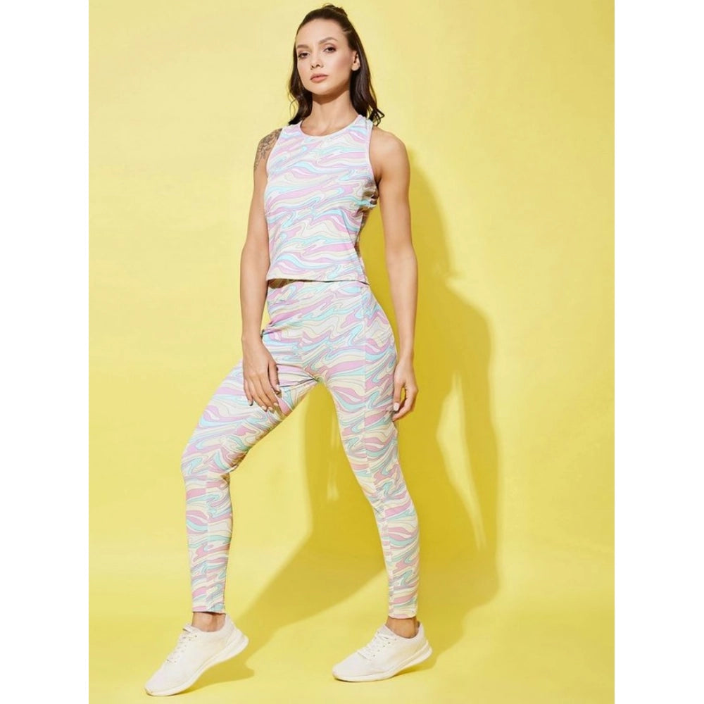 Vaystra Polyester Lycra Printed Sleeveless Active Wear – Multicolor