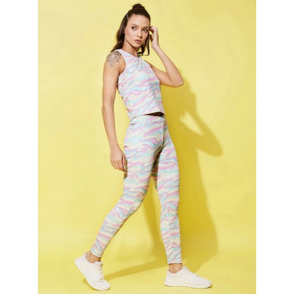 Vaystra Polyester Lycra Printed Sleeveless Active Wear – Multicolor