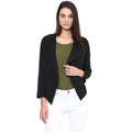 Vaystra Polyester Solid Long Sleeves Blazer – Black
