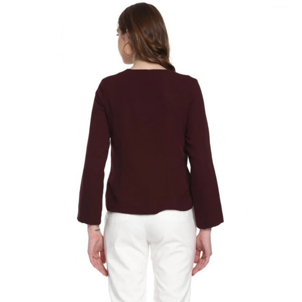 Vaystra Polyester Diagonal Cut Long Sleeves Blazer – Maroon