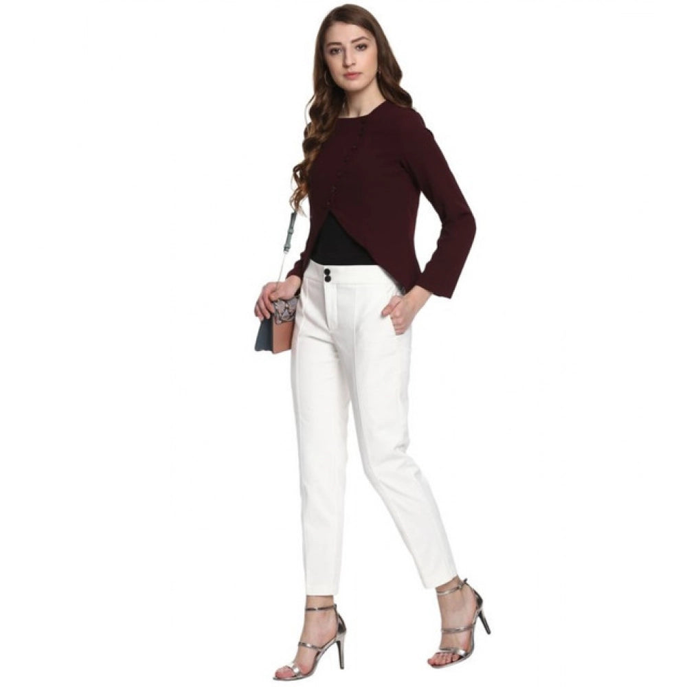 Vaystra Polyester Diagonal Cut Long Sleeves Blazer – Maroon
