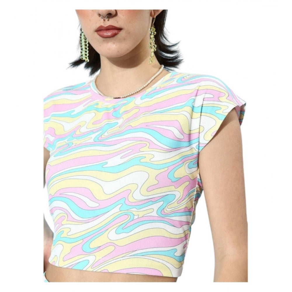 Vaystra Polyester Lycra Printed Cap Sleeve Co-Ord Set – Multicolor