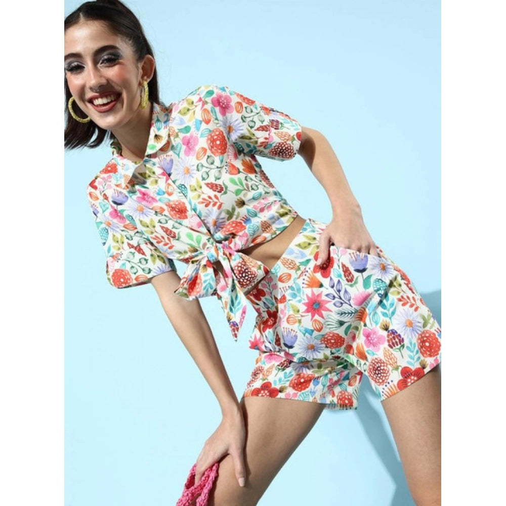 Vaystra Polyester Floral Short Sleeve Co-Ord Set – Multicolor
