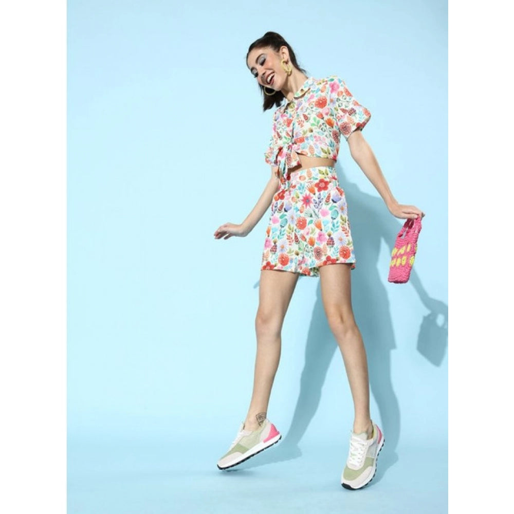 Vaystra Polyester Floral Short Sleeve Co-Ord Set – Multicolor