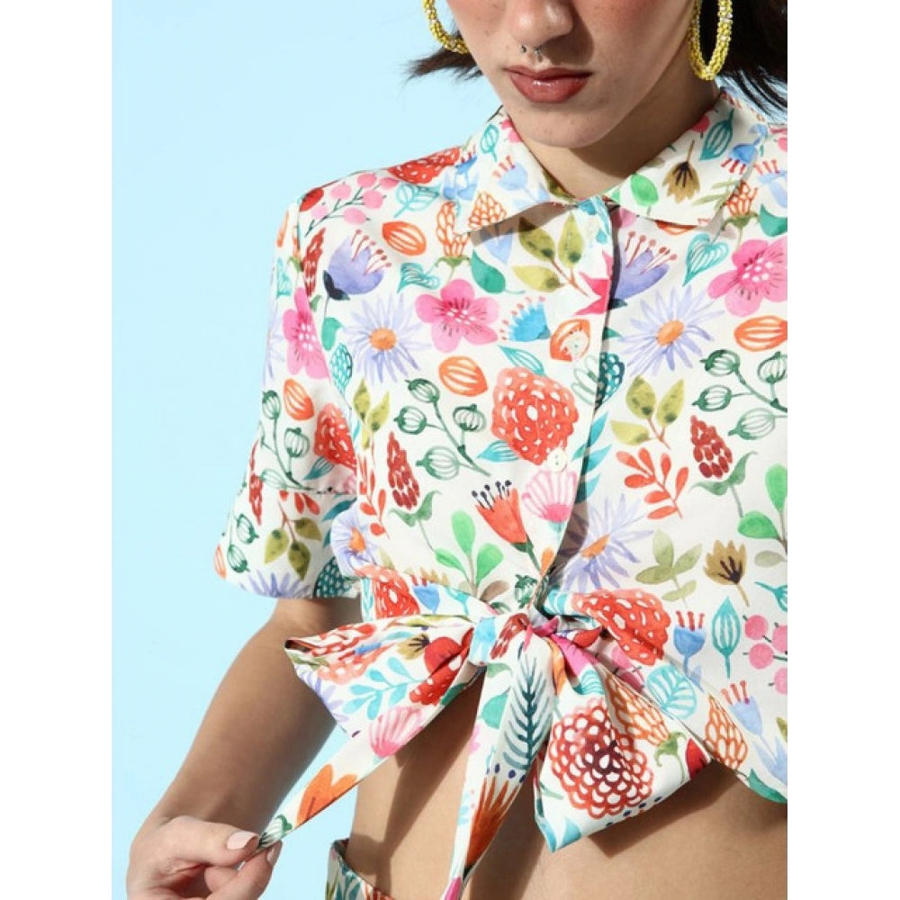 Vaystra Polyester Floral Short Sleeve Co-Ord Set – Multicolor
