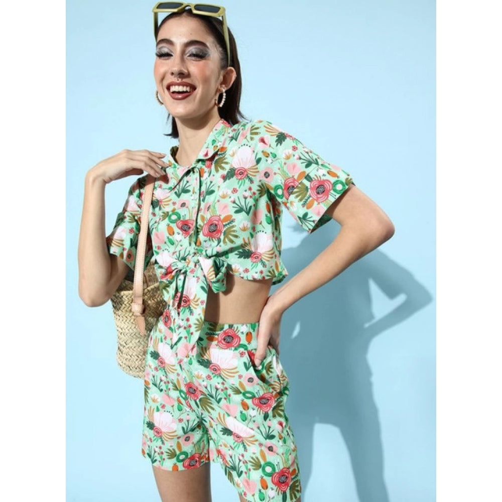 Vaystra Polyester Floral Short Sleeve Co-Ord Set – Multicolor