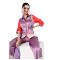 Vaystra Satin Colour Block Long Sleeves Co-Ord Set – Multicolor