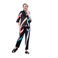 Vaystra Satin Colour Block Long Sleeves Co-Ord Set – Multicolor