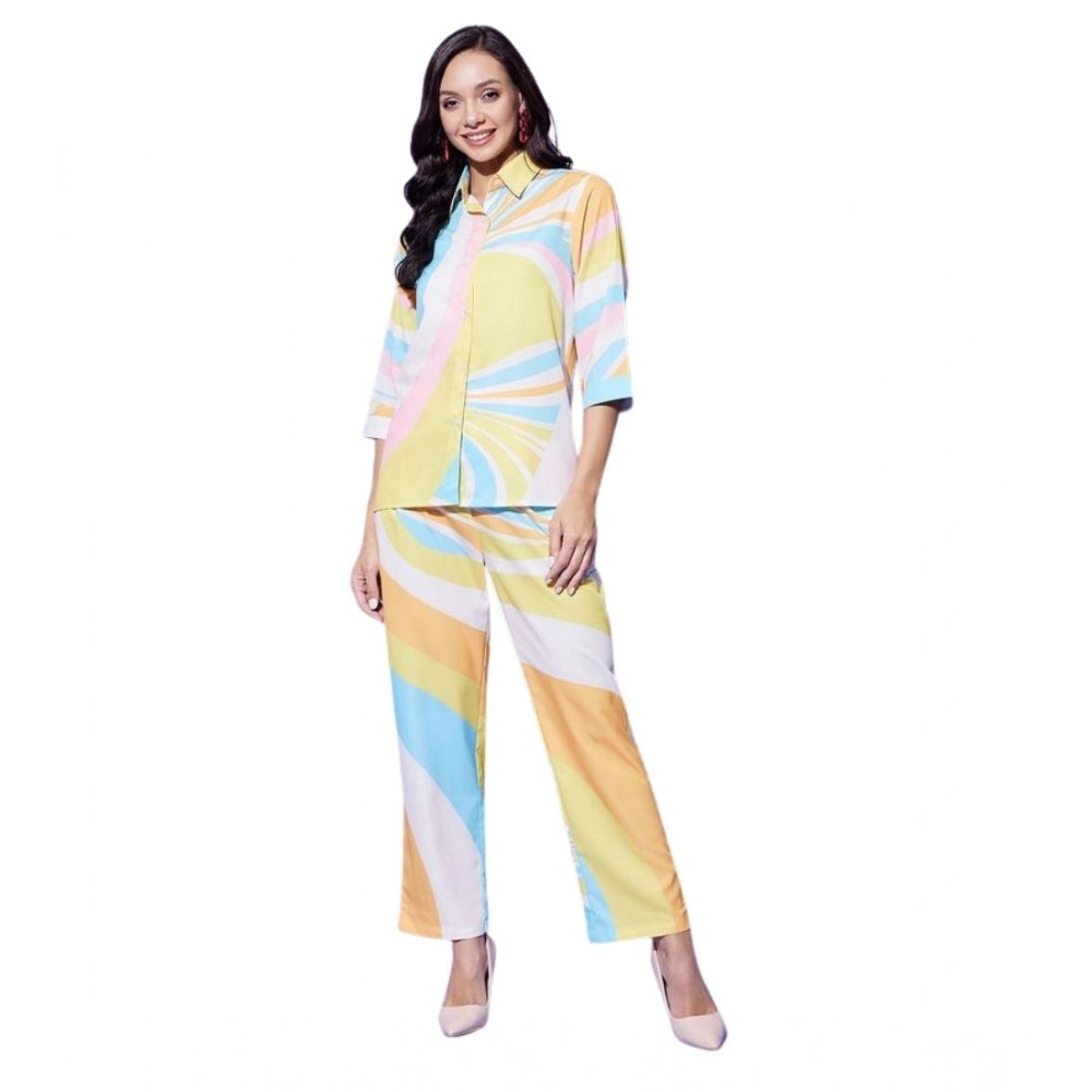 Vaystra Polyester Colour Blocking 3-4th Sleeve Co-Ord Set – Multicolor