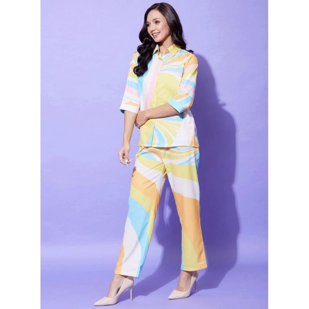 Vaystra Polyester Colour Blocking 3-4th Sleeve Co-Ord Set – Multicolor