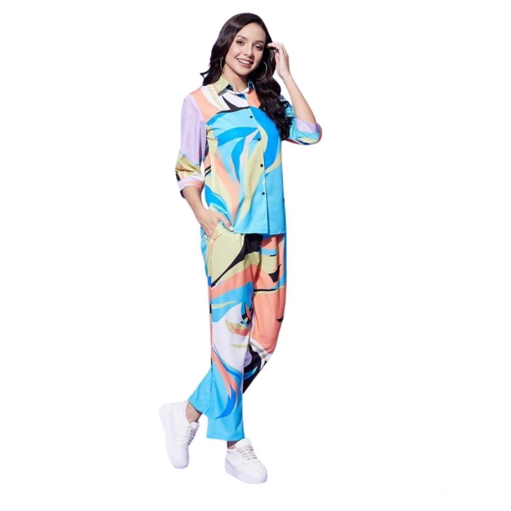 Vaystra Polyester Colour Blocking 3-4th Sleeve Co-Ord Set – Multicolor