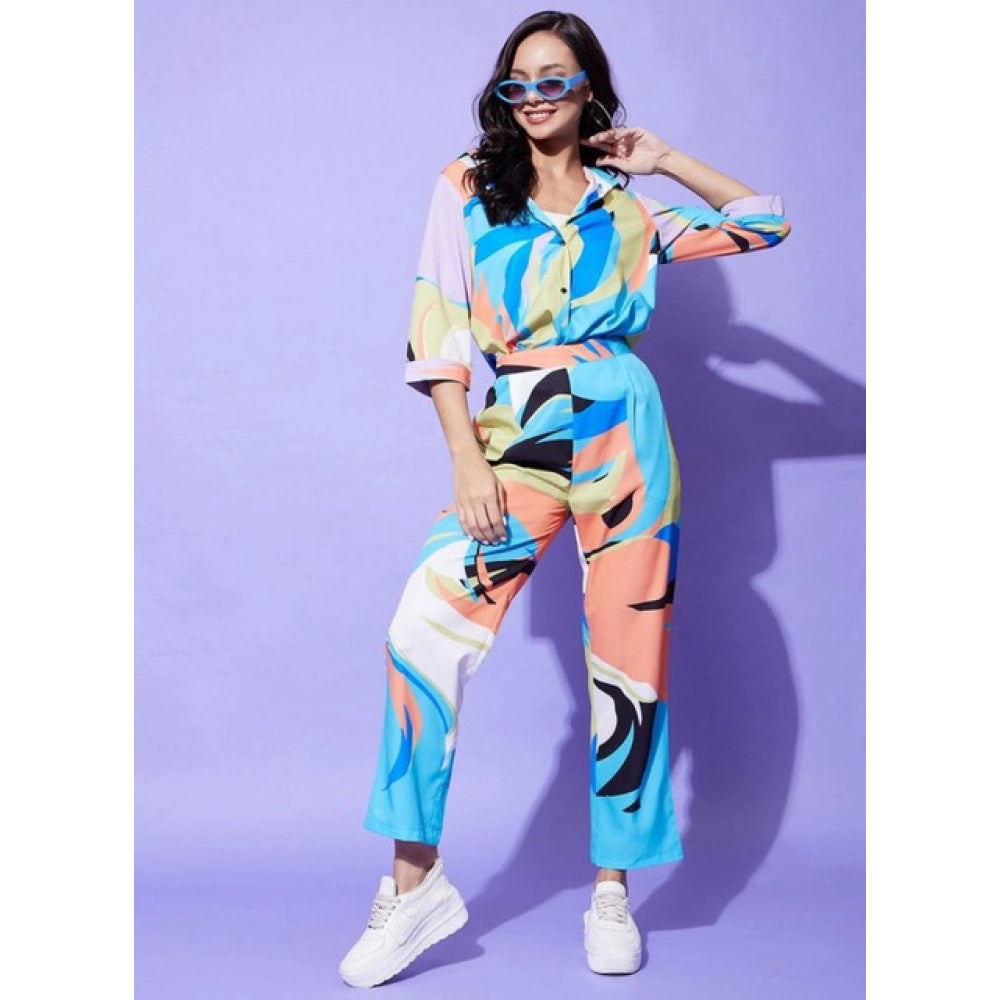Vaystra Polyester Colour Blocking 3-4th Sleeve Co-Ord Set – Multicolor