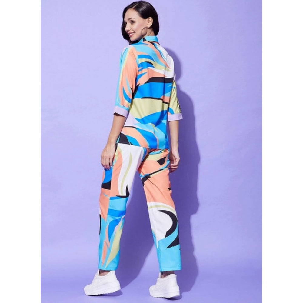Vaystra Polyester Colour Blocking 3-4th Sleeve Co-Ord Set – Multicolor