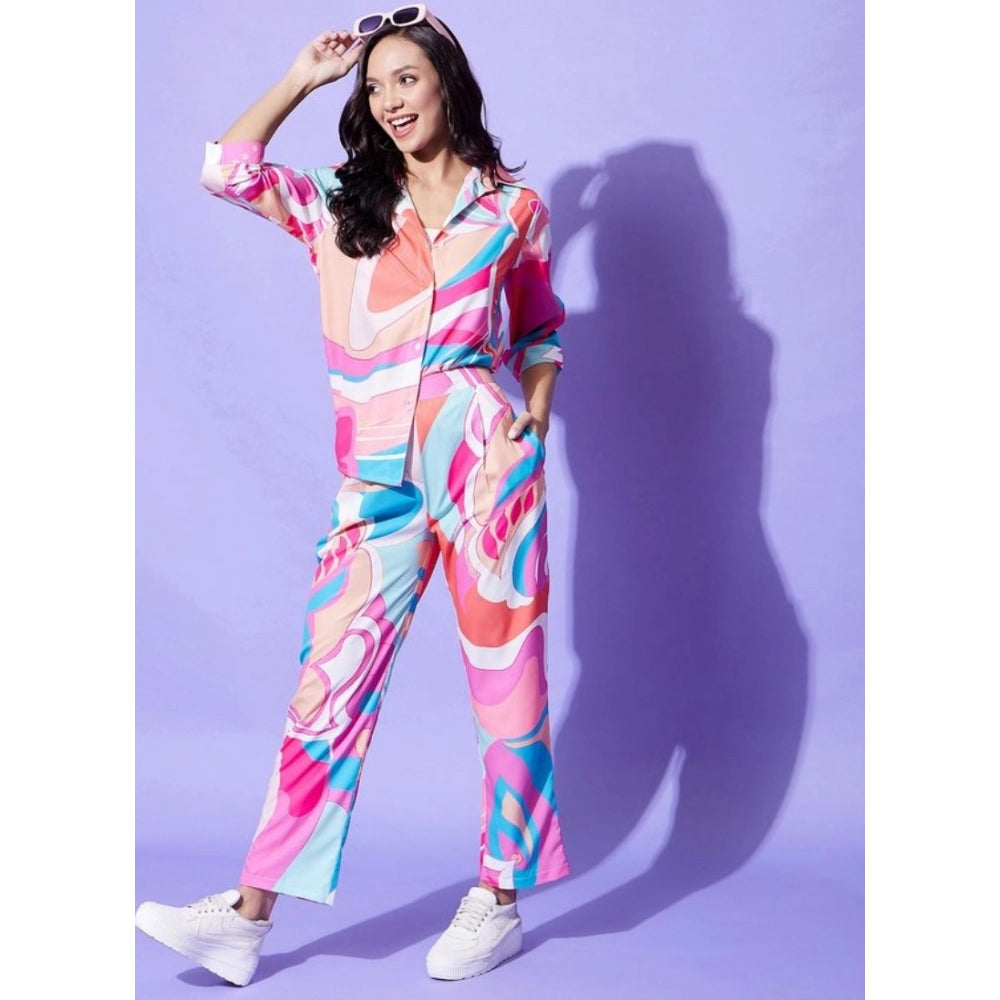 Vaystra Polyester Printed 3-4th Sleeve Co-Ord Set – Multicolor