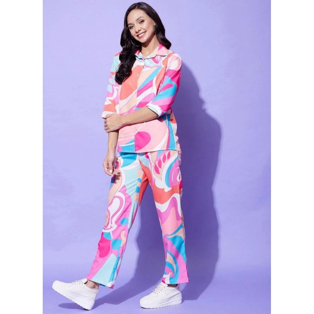 Vaystra Polyester Printed 3-4th Sleeve Co-Ord Set – Multicolor