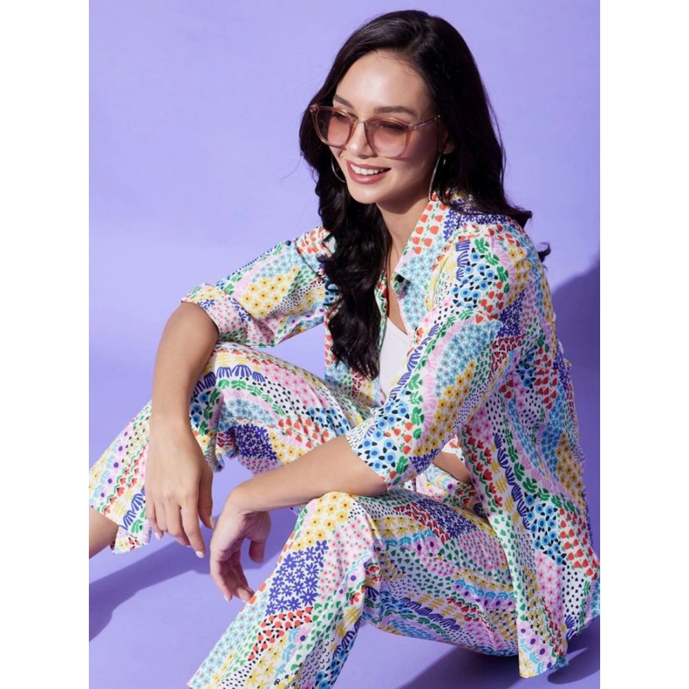 Vaystra Polyester Floral 3-4th Sleeve Co-Ord Set – Multicolor