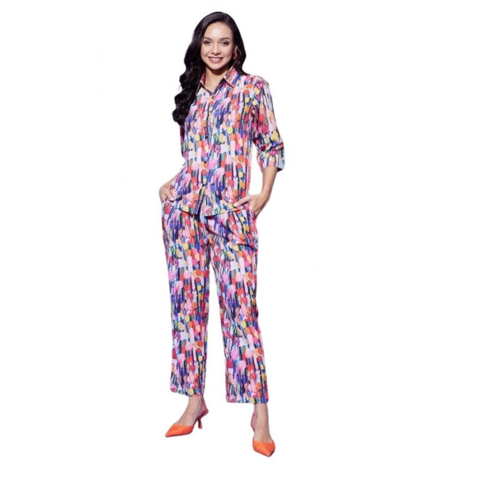 Vaystra Polyester Floral 3-4th Sleeve Co-Ord Set – Multicolor