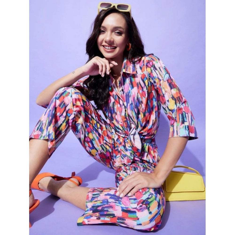 Vaystra Polyester Floral 3-4th Sleeve Co-Ord Set – Multicolor