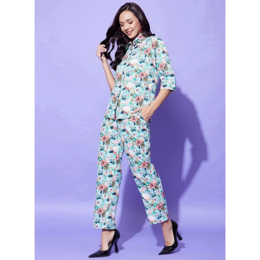 Vaystra Polyester Floral 3-4th Sleeve Co-Ord Set – Multicolor