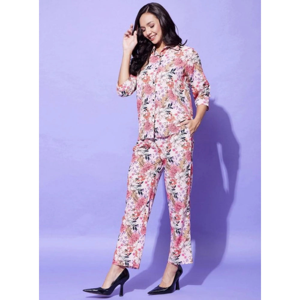 Vaystra Polyester Floral 3-4th Sleeve Co-Ord Set – Multicolor