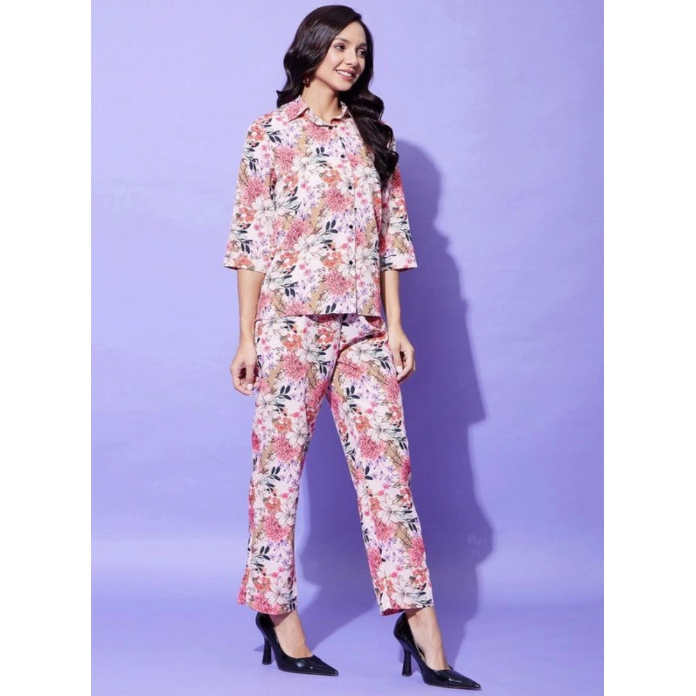 Vaystra Polyester Floral 3-4th Sleeve Co-Ord Set – Multicolor