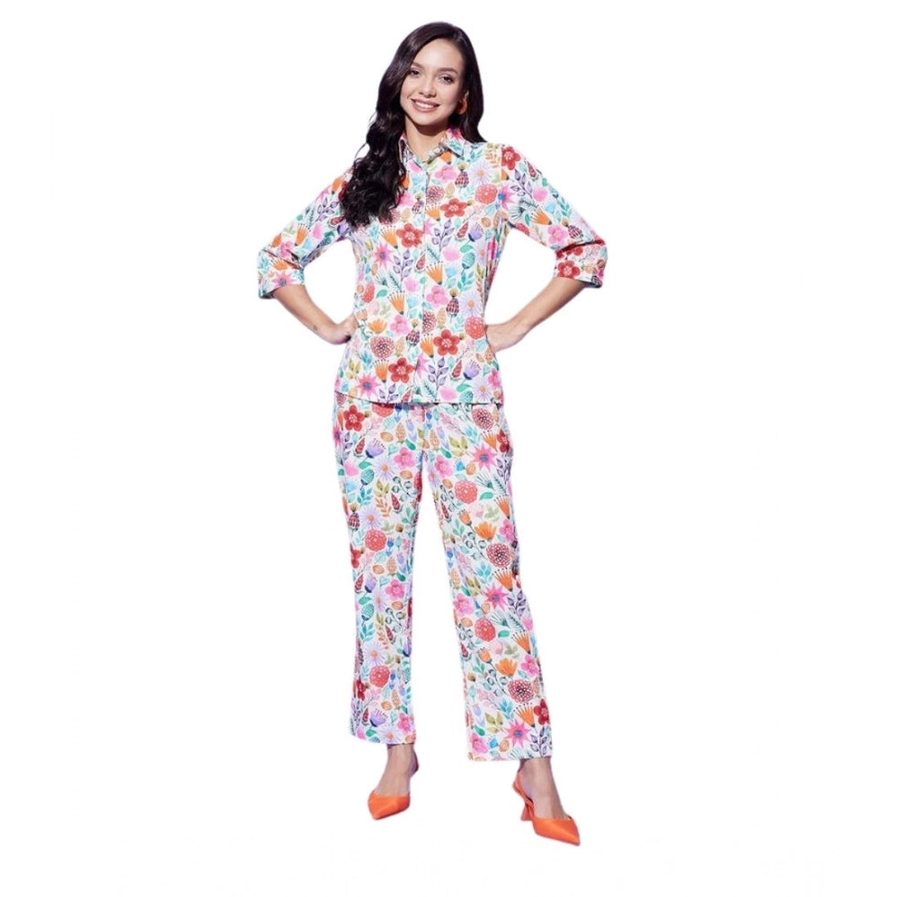 Vaystra Polyester Floral 3-4th Sleeve Co-Ord Set – Multicolor