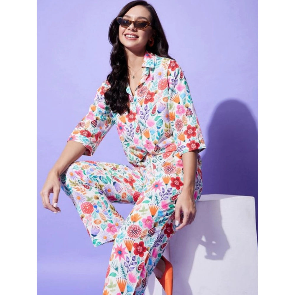 Vaystra Polyester Floral 3-4th Sleeve Co-Ord Set – Multicolor