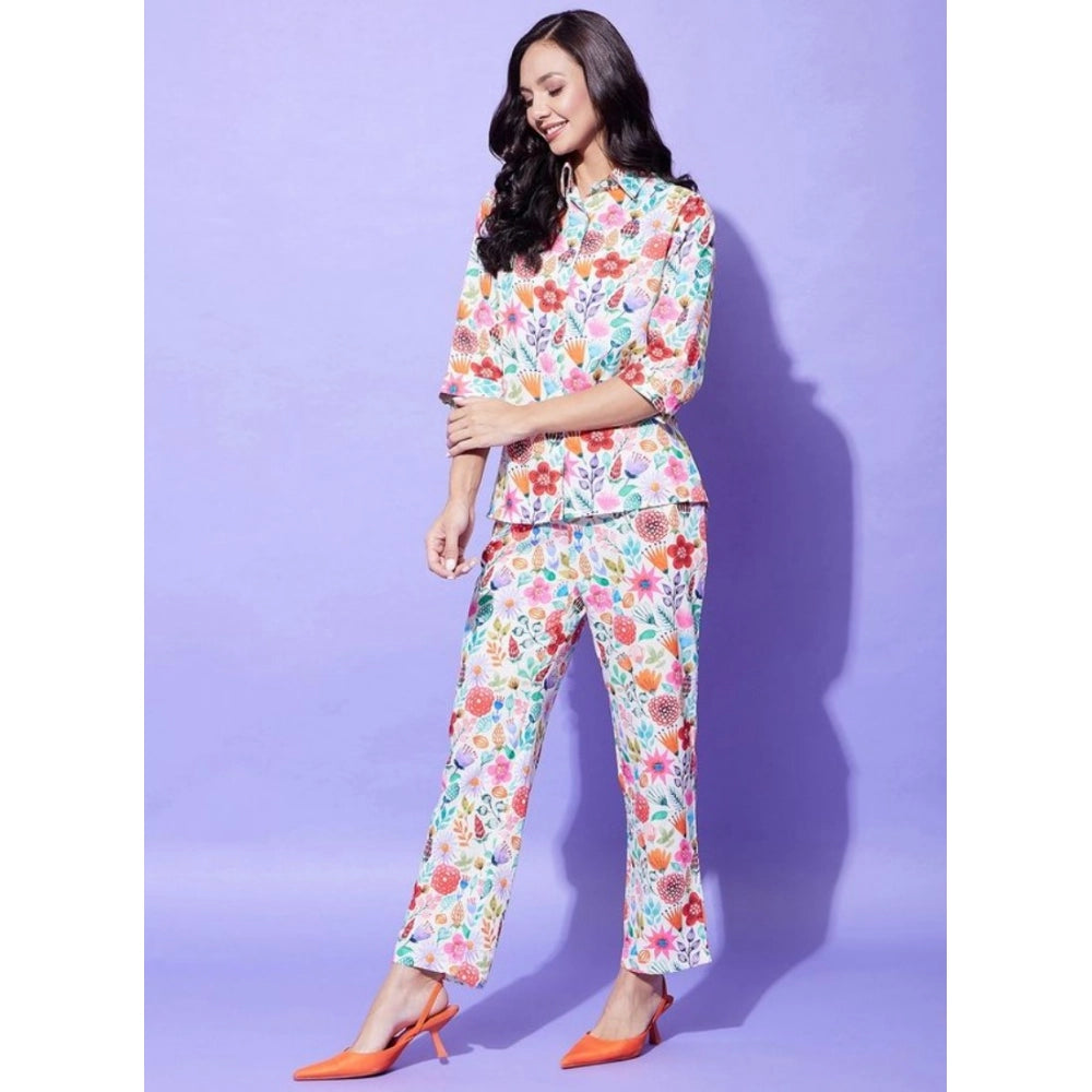Vaystra Polyester Floral 3-4th Sleeve Co-Ord Set – Multicolor