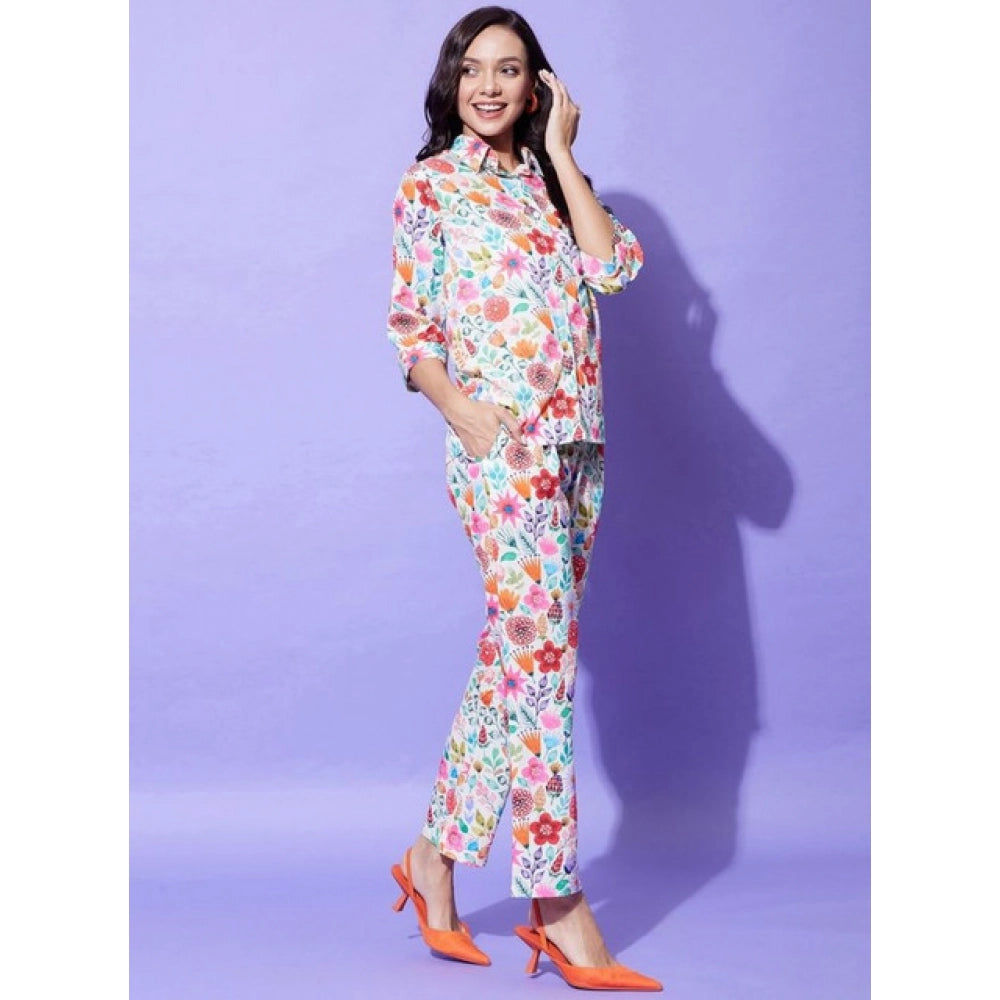 Vaystra Polyester Floral 3-4th Sleeve Co-Ord Set – Multicolor