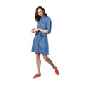 Vaystra Denim Solid Roll Up Sleeve Dress – Blue