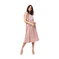Vaystra Polyester Pleated Flutter Dress – Champagne Gold