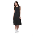 Vaystra Denim Solid Sleeveless Dress – Black