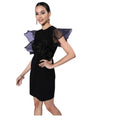 Vaystra Organza And Polyester Lycra Ruffled Sleeveless Dress – Black
