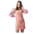 Vaystra Polyester Lycra And Organza Floral Balloon Sleeve Dress – Pink