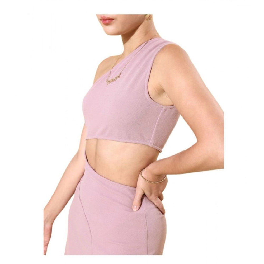 Vaystra Polyester Lycra Solid Sleeveless Dress – Lavender