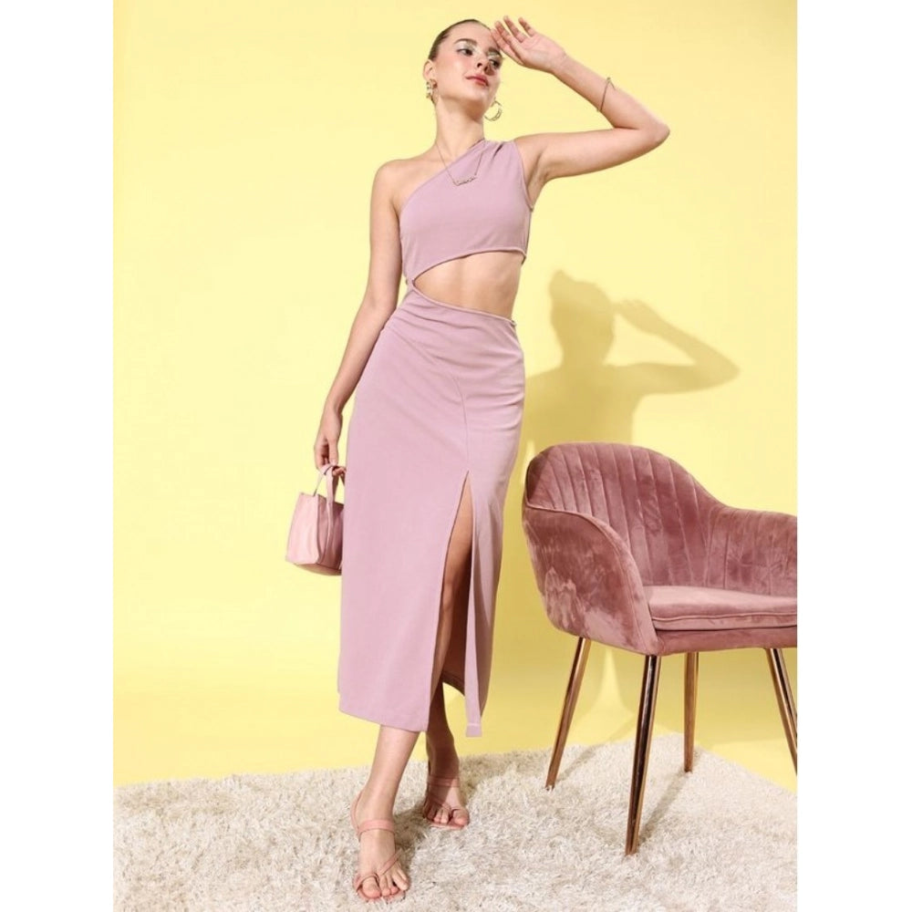 Vaystra Polyester Lycra Solid Sleeveless Dress – Lavender