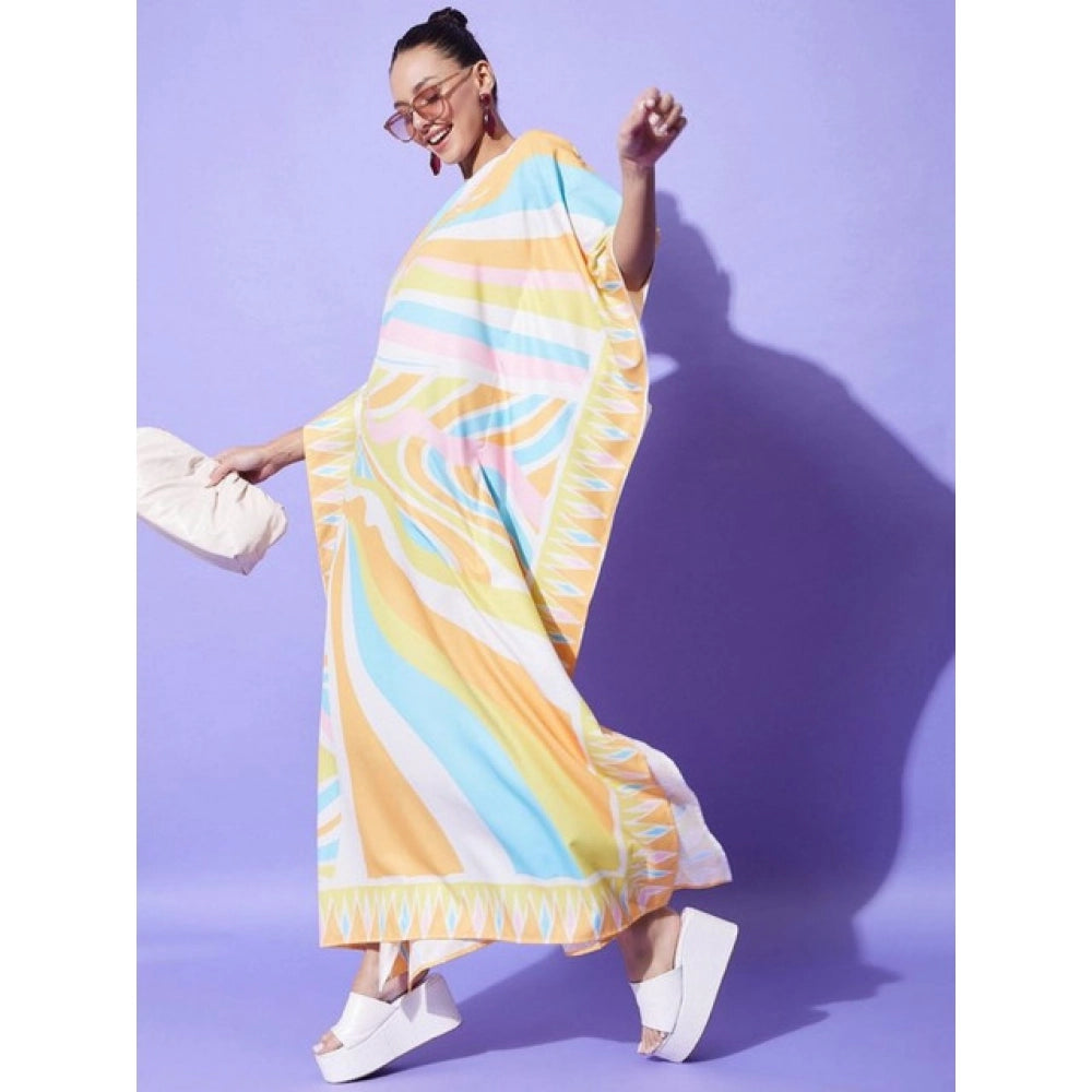 Vaystra Satin Colour Blocking Kaftan Dress – Multicolor