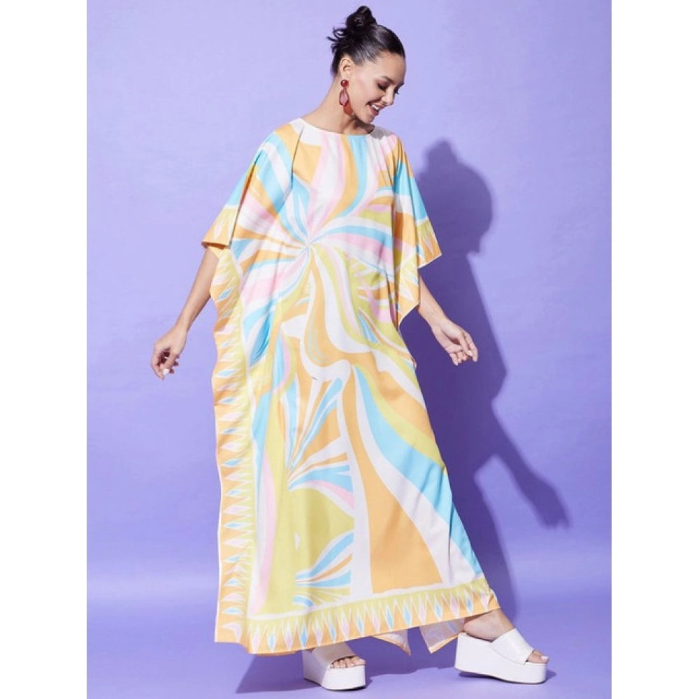 Vaystra Satin Colour Blocking Kaftan Dress – Multicolor