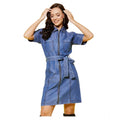 Vaystra Denim Solid Half Sleeve Dress – Blue