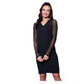 Vaystra Polyester And Net Solid Long Sleeves Dress – Black