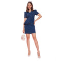 Vaystra Denim Solid Puff Sleeves Dress – Blue