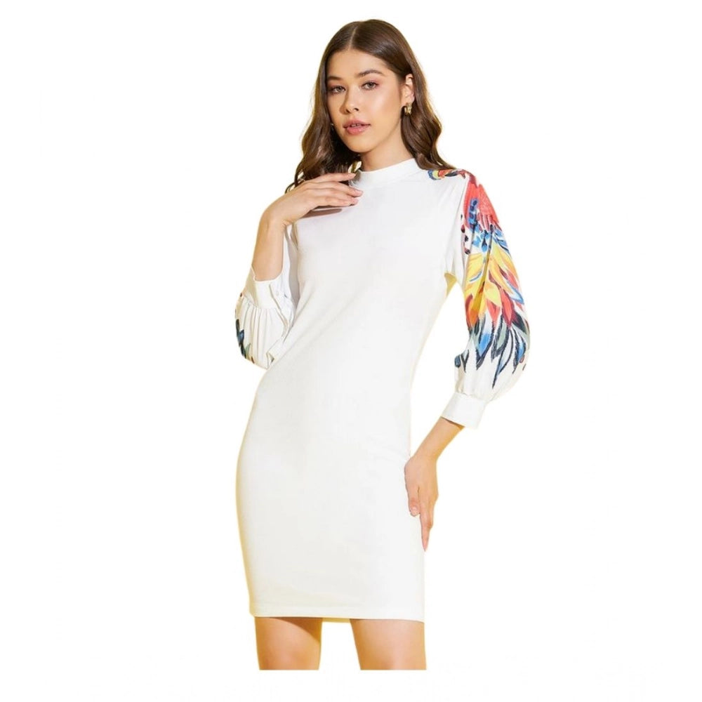Vaystra Polyester Lycra Printed Long Sleeve Dress – Multicolor
