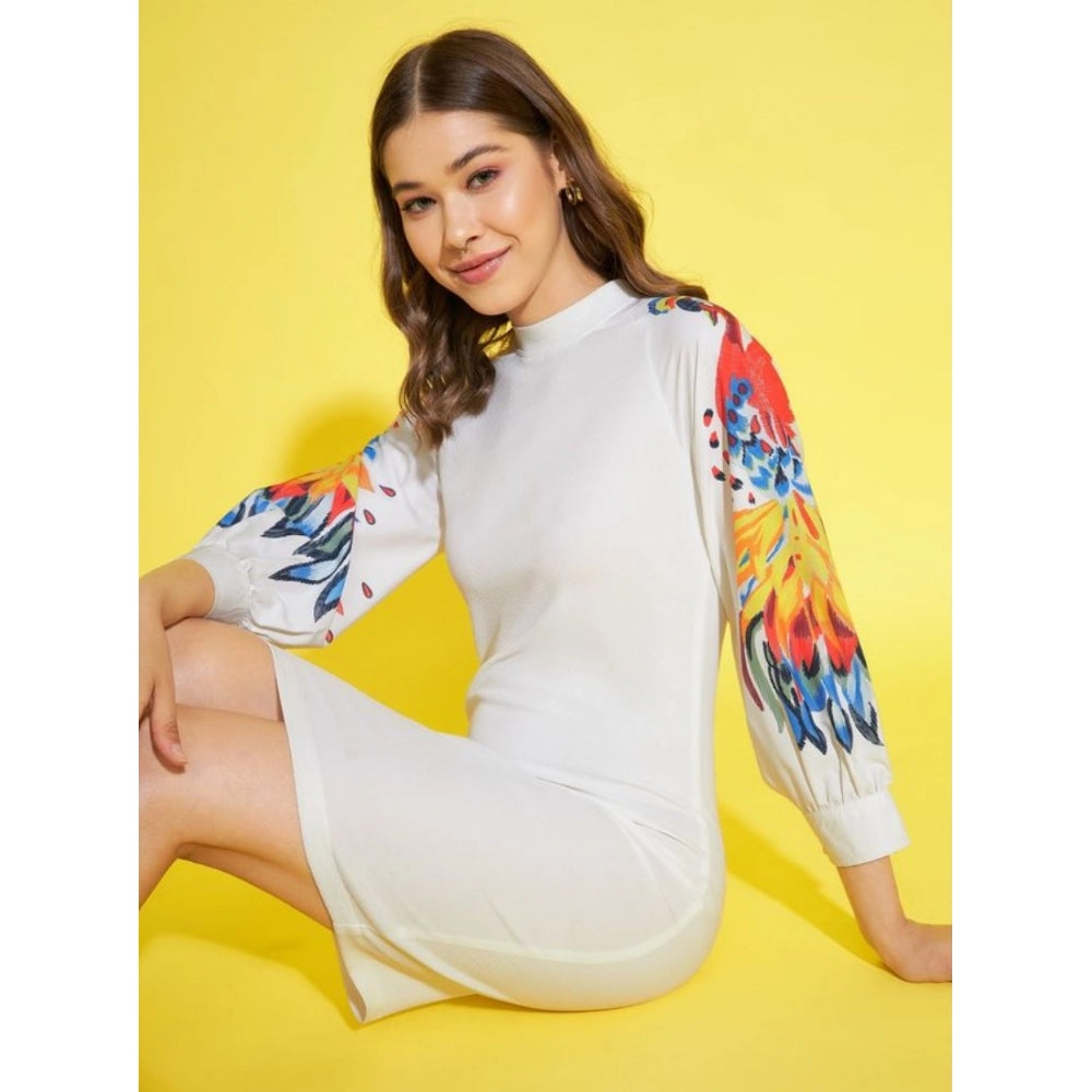 Vaystra Polyester Lycra Printed Long Sleeve Dress – Multicolor