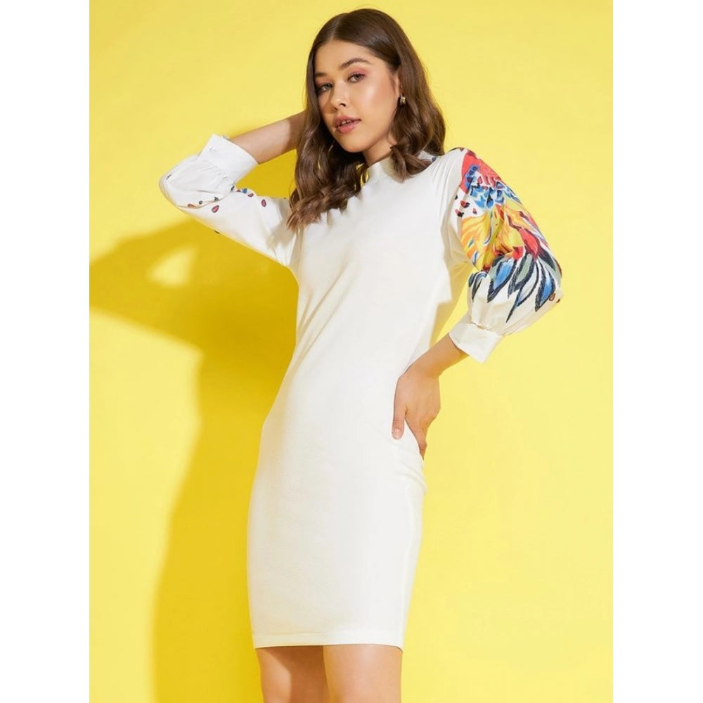 Vaystra Polyester Lycra Printed Long Sleeve Dress – Multicolor